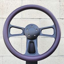 16 Inch Black Billet Semi Truck Steering Wheel Dark Purple Vinyl Grip - 5 Hole