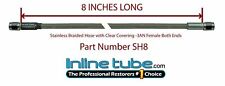 Stainless Steel Braided Brake Hose Line -3an Straight 8 Long Clear Coated Cover