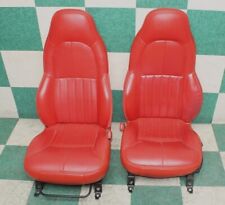 00 Corvette C5 Coupe Power Manual Torch Red Leather Lh Rh Bucket Seats Pair 2x