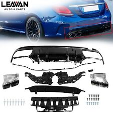 For Mercedes Benz 15-20 W205 Amg Rear Bumper C63 Style Rear Diffuser Exhaust Tip
