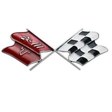 1x Fits 1968 - 1972 Corvette C3 Gas Door Emblem Cross Crossed Flags Badges