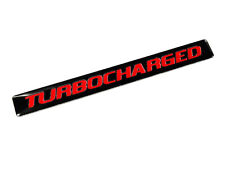 2 Turbocharged Turbo Charged Engine Fender Hood Emblems Badge Black Red Pair
