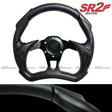 Universal 320mm Pvc Black Battle Style Racing Steering Wheel With Horn Button