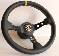 Steering Wheel Fits For Vw Deep Dish Leather Golf Scirocco Mk1 Mk2 Caddy 77-88