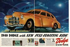 1940 Dodge Luxury Liner Yellow 4-door Sedan Arthur Radebaugh 2-page Vintage Ad