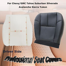 For 2007-2014 Gmc Sierra 1500 2500 3500hd Driver Leather Seat Cover Foam Black