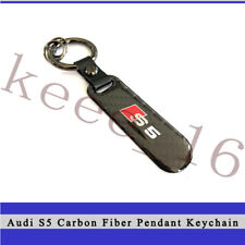 Audi S5 Carbon Fiber Pendant Keychain Emblem Key Ring Alloy For Audi S5 A5 Rs5 -