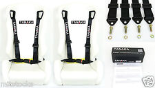 2 X Tanaka Universal Black 4 Point Buckle Racing Seat Belt Harness 2