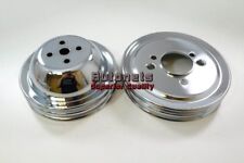 Chrome Steel Pulley Big Block Chevy Short Water Pump Double 2 Groove Bbc Swp 454