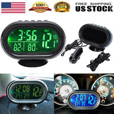 12v 3 In 1 Led Digital Car Clock Thermometer Voltmeter Dual Temperature Gauge