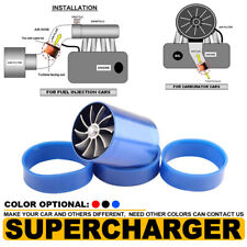 Supercharger Double Dual Turbonator Air Intake Fuel Saver Turbo Charger Fan Blue