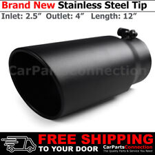 Angled Black 12 Inch Bolt On Exhaust Tip 2.5 In 4 Out Stainless Truck 202614