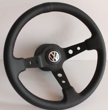 Steering Wheel Fits For Vw Golf Jetta Scirocco Mk1 Mk2 Deep Dish Leather 76-88