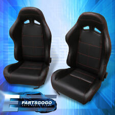 For Mazda Rx7 Rx8 Protege Pvc Red Stitching Black Reclining Racing Seat Pair Set