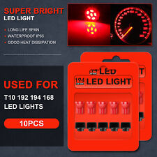 10x Ultra Red 6smd Led Instrument Cluster Dash Light Bulbs With Socket T10 194