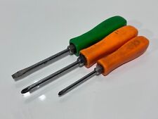 Matco Tools Usa 3pc Scg Screwdriver Set Lot Orange Phillips Green Flat Slotted
