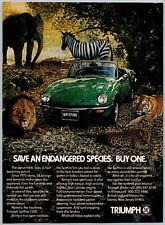 Triumph Spitfire 1500 Convertible Green Car Vintage Apr 1977 Full Page Print Ad