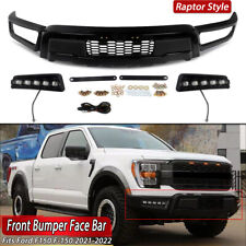Raptor Style Front Bumper Bar W Led Fits Ford F150 F-150 2021-2023 Black Steel