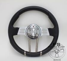 12.5 Golf Cart Steering Wheel Black Vinyl 6 Hole Horn Button
