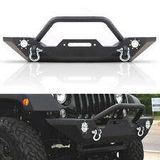 Front Bumper W Winch Plate 2 Led 2 D-rings For 87-06 Jeep Wrangler Tj Yj Black