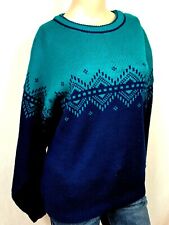 Confetti Print Vintage Color Block Sweater Womens Large Blue Green 90s Fitted