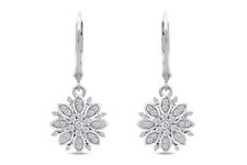 0.50 Ct Round Cut Natural Diamond Snowflake Drop Earrings In 14k Gold Plated