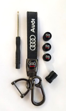 Audi Leather Zinc Alloy Keychain With Logo Valve Caps Fob Ships Fast Usa