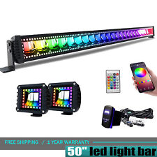 50 Inch Led Light Bar W Rgb Halo Chasing Off-road Driving For Atv Suv Truck 4x4
