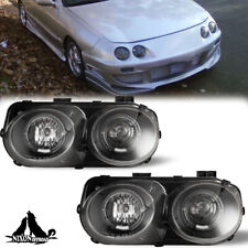 For 1998-2001 Acura Integra Halo Black Projector Headlights Clear Headlamps Pair