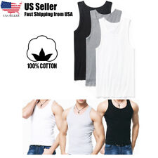A-shirt Pack Tank Top Men Gym 100 Cotton Tag-free Tank Top Us Seller