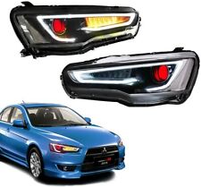 2pcs Drl Halo Projector Headlights W Red Devil Eyes For 08-17 Mitsubishi Lancer