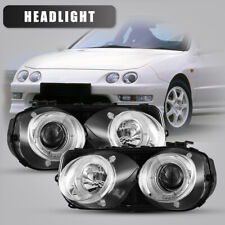 For 94-97 Acura Integra Projector Headlights Front Halo Lamp 1 Pair Chromeclear