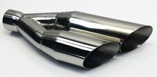 Exhaust Tip 2.25 Inlet 3.50 Dual Outlet 18.00 Long Stainless Single Wall Side