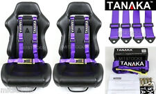2x Tanaka Universal Purple 4 Point Buckle Racing Seat Belt Harness 2