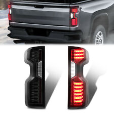 Pair Smoked Tinted Full Led Tail Lights Assembly For 2019-2022 Chevy Silverado