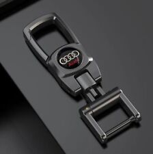 Gun Metal Key Chain Keyring Buckle Audi Logo For A3 A4 A5 S4 S6 Q5 Q7