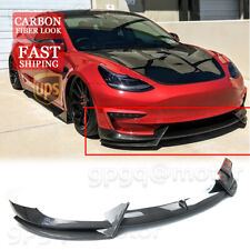 For Tesla Model 3 17-2023 V Style Carbon Fiber Front Bumper Lip Splitter Spoiler