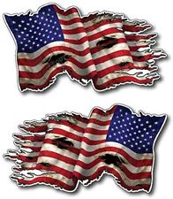 2 American Reverse Usa Tattered Flag Vinyl Decal Bumper Sticker Truck Window