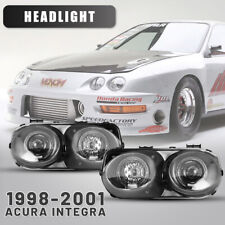 For 98-01 Acura Integra Headlights Jdm Halo Projector Front Lamps Blackclear