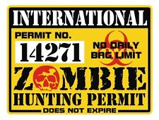 International Zombie Hunting Permit Decal Label Badge Sticker License Edc Usa
