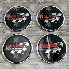 Black And Silver Chrome Dayton Wire Wheel Chips Emblem Set Of 4 Size 2.38 Inches