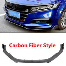 For 2018-2020 Honda Accord 3pc Style Front Bumper Lip Splitter Carbon Fiber Look