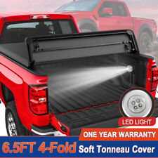 6.5ft 4 Fold Soft Bed Tonneau Cover For 2014-2021 Toyota Tundra Sr5 Pickup Truck