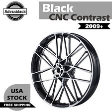 Sleek Double-spoke Wheel 21 Inch Black Cnc Contrast Front Wheels For 09 Halrey