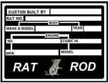 Ford Chevy Dodge Vw H.d. Gmc Rat Rod Truck Car Bike Info Tag Id Dash Plaque