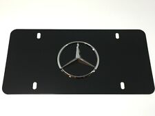 3d Mercedes Benz Star Logo Black Stainless Metal Front License Plate Caps