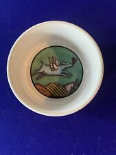 Ursula Dodge Flight Of The Blue Dog Signature Stoneware Dog Dish Bowl L 7.50