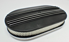 Black 15 Inch Alloy Oval Air Cleaner Half Finned Suit 4 Barrel Carb Holley Edel