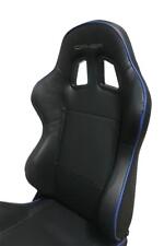 Cipher Auto Black Leatherette Wblue Piping Universal Racing Seats Pair New