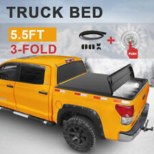 5.5ft Tonneau Cover Tri-fold For 2015-2023 Ford F-150 Pickup Truck Bed W Led
